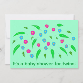 Spray of flowers Twins Baby Shower Invitations