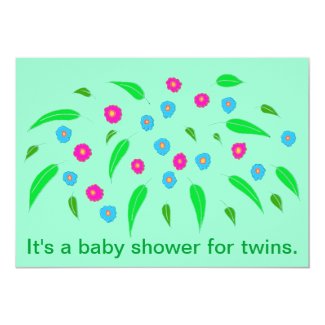 Spray of flowers Twins Baby Shower Invitations
