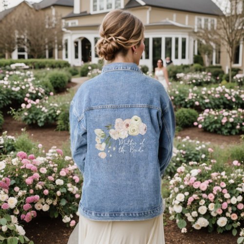 Spray of White Roses Mother of Bride Denim Jacket