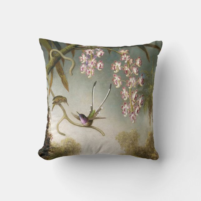 Spray Orchids with Hummingbird Pillow (Front)
