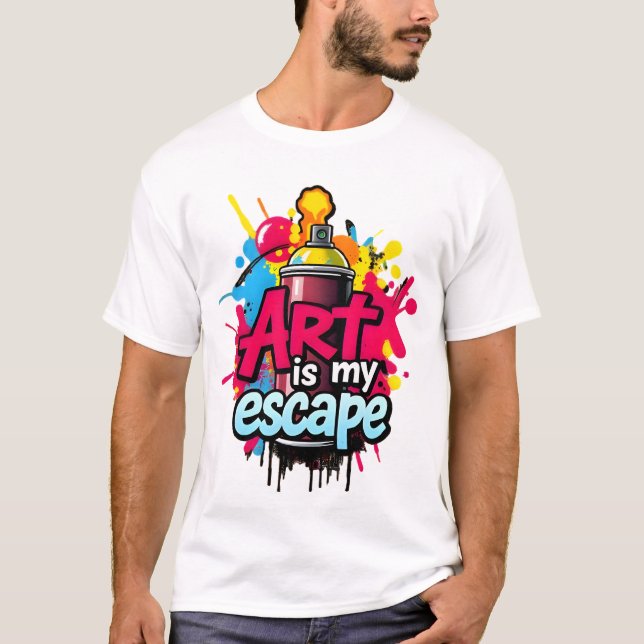 Spray Paint Art Escape – Graffiti-Inspired Urban  T-Shirt (Front)
