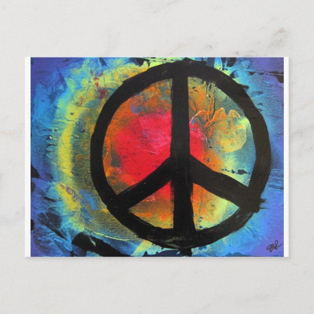 Spray Paint Art Rainbow Peace Sign Painting Postcard (Front)