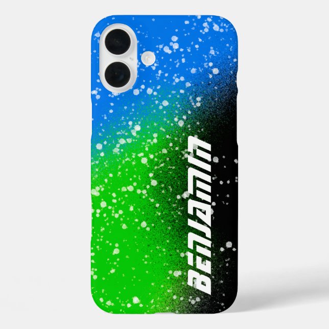 Spray Paint Black Green and Blue Name Case-Mate iP iPhone Case (Back)