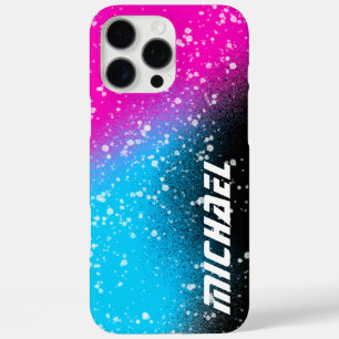 Spray Paint Black Pink and Blue Name iPhone 16 Pro Max Case