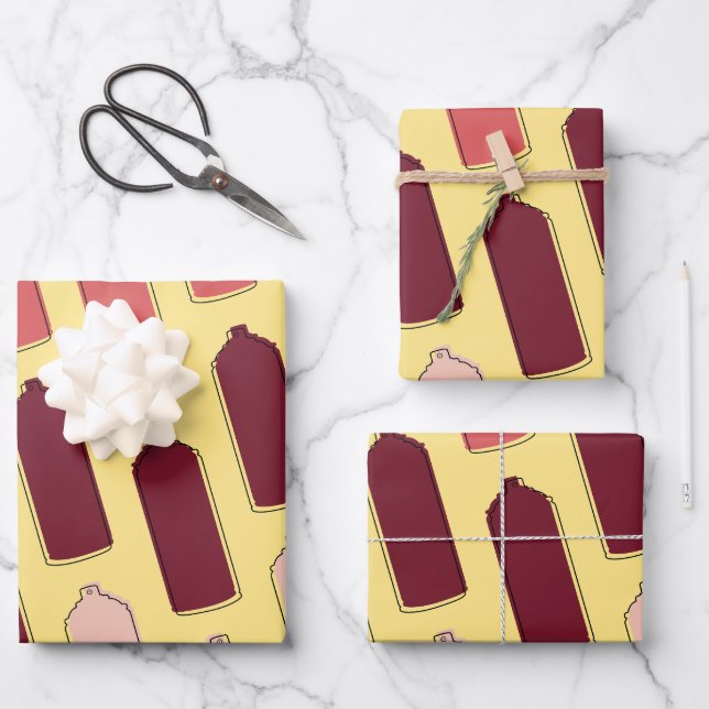 Spray Paint Can Pattern Wrapping Paper Sheets (Front)