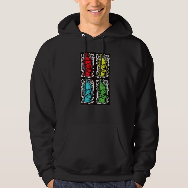 Spray Paint Cans Street Retro Graffiti 80's Old Sk Hoodie (Front)