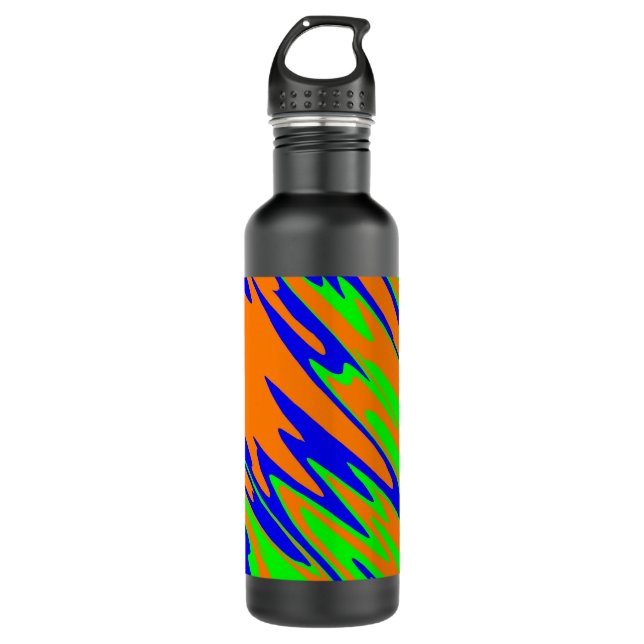 Spray Paint Orange Blue Lime Stainless Steel Water Bottle (Front)