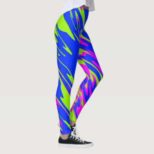 Spray Paint Pink Lime Blue Leggings