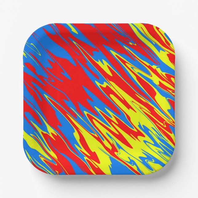 Spray Paint Red Yellow Blue Paper Plates (Front)