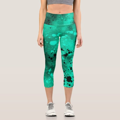 Spray Paint Splatter Effect Capri Leggings