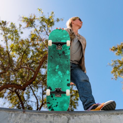 Spray Paint Splatter Effect Green Skateboard
