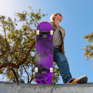 Spray Paint Splatter Effect Purple Skateboard