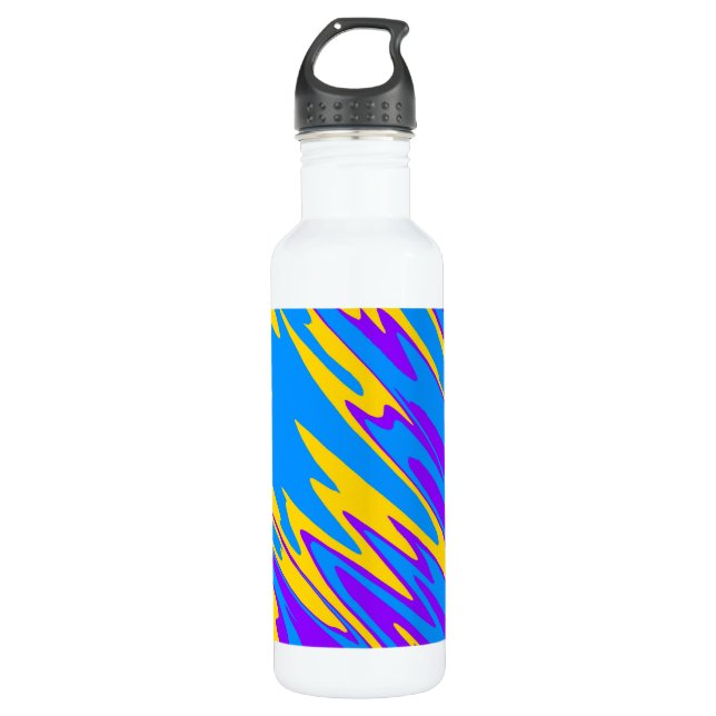 Spray Paint Yellow Blue Purple Stainless Steel Water Bottle (Front)