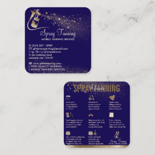 Spray Tan Aftercare Instructions Tips navy Square Business Card