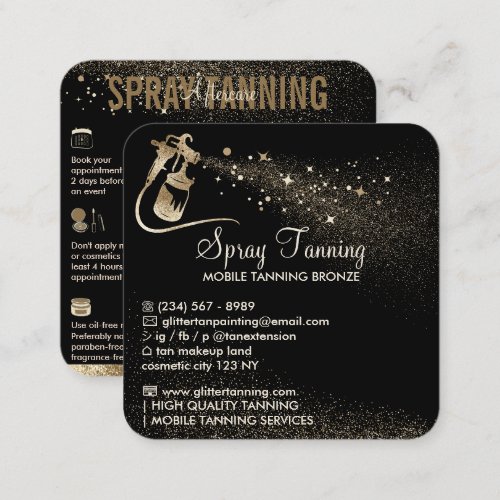Spray Tan Aftercare Instructions Tips Square Business Card