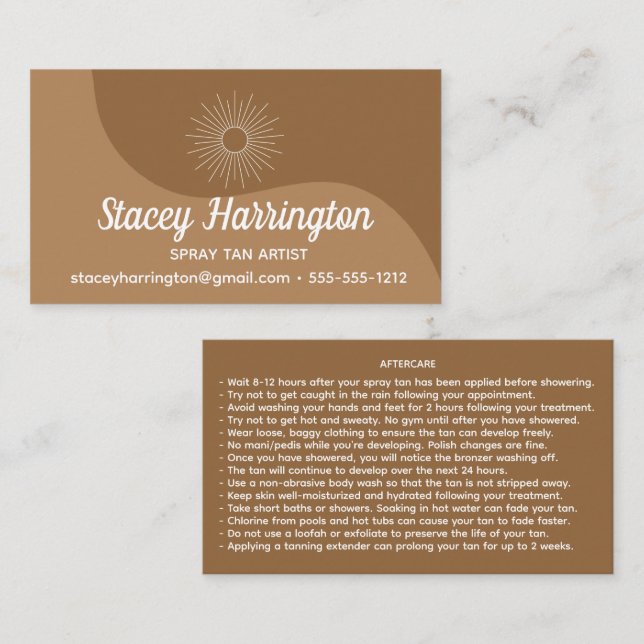 Spray Tan Artist Mobile Tanning Business Card (Front/Back)