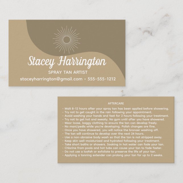 Spray Tan Artist Mobile Tanning Business Card (Front/Back)