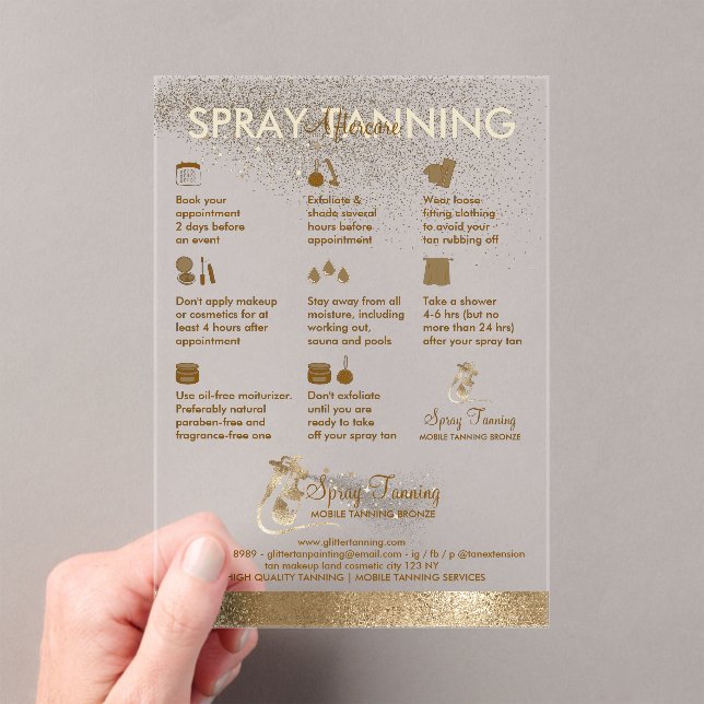 Spray Tan Bronze Sun Transparent Acrylic Invitations (Insitu (Handheld))