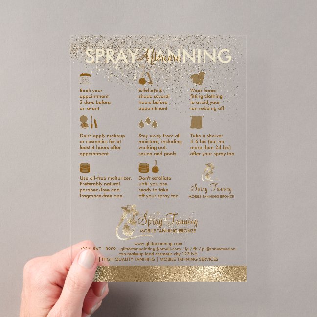 Spray Tan Bronze Sun Transparent Acrylic Invitations