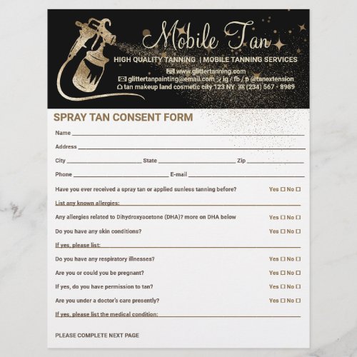 Spray Tan Business Plan Consent Form Flyer