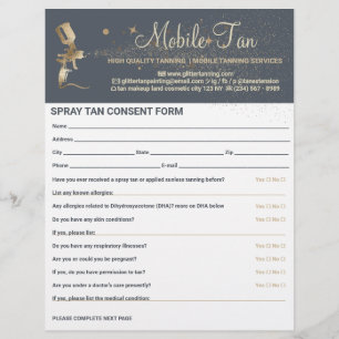Spray Tan Business Plan Navy Consent Waiver Form Flyer