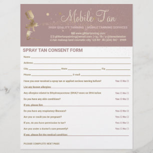 Spray Tan Business Plan Pink Consent Waiver Form Flyer