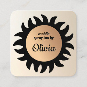 Spray Tan Copper Sun Rays Business Square B Card