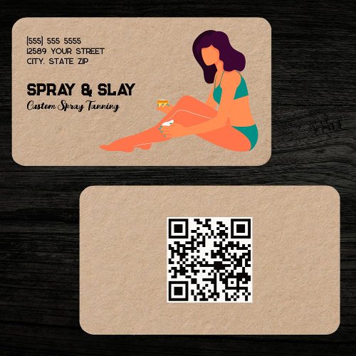 Spray Tan Custom QR Kraft Business Card