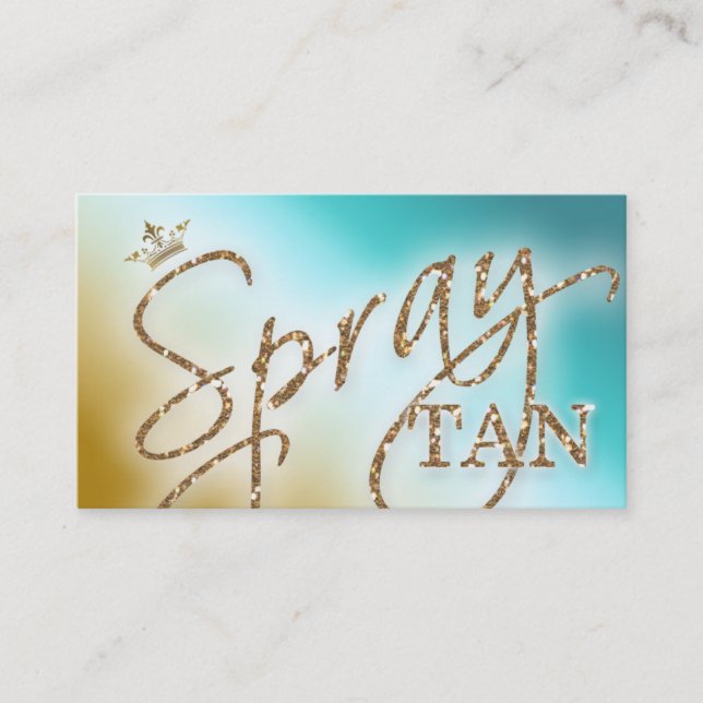 Spray Tan Gold Glitter Elegant Crown Business Card (Front)