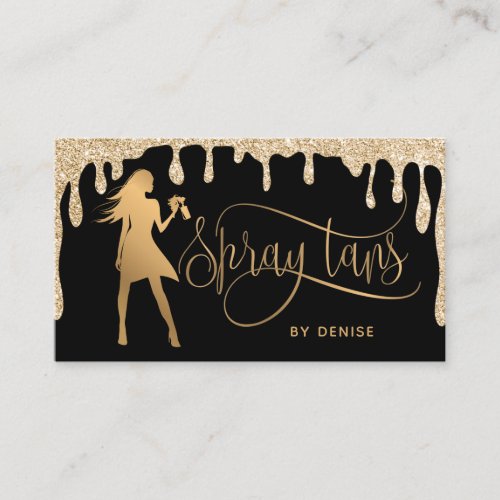 Spray Tan Mobile Spray Tan Gold Glittering Girl Business Card