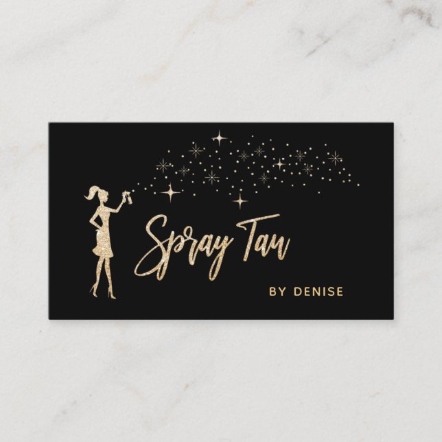 Spray Tan Mobile Spray Tan Gold Glittering Girl Business Card (Front)