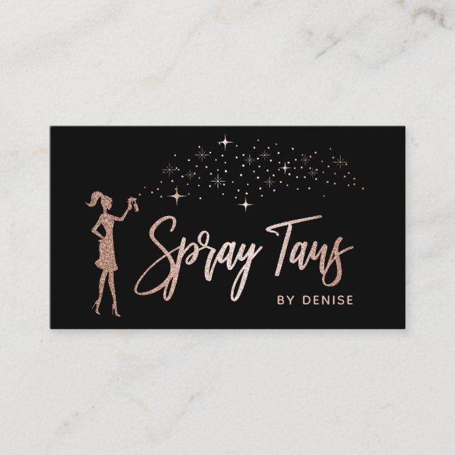 Spray Tan Mobile Spray Tan Gold Glittering Girl Business Card (Front)