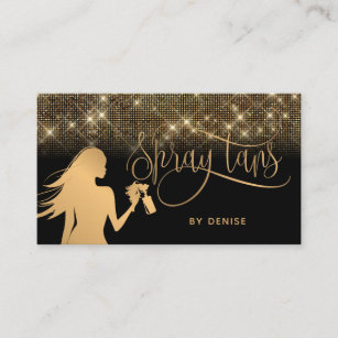 Spray Tan Mobile Spray Tan Gold Glittering Girl Business Card