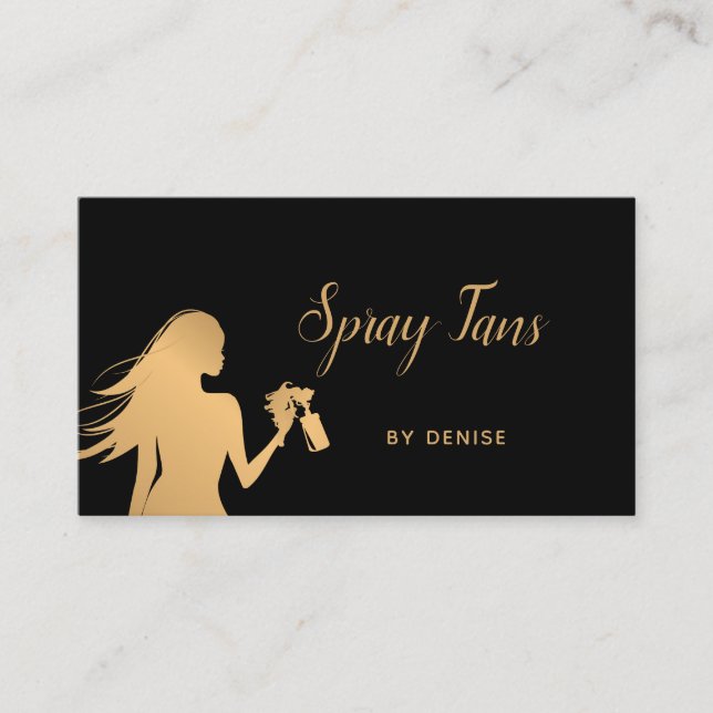 Spray Tan Mobile Spray Tan Gold Glittering Girl Business Card (Front)
