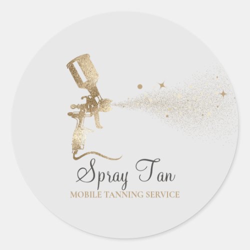 Spray Tan Mobile Tanning Air Brush Gold Makeup Classic Round Sticker