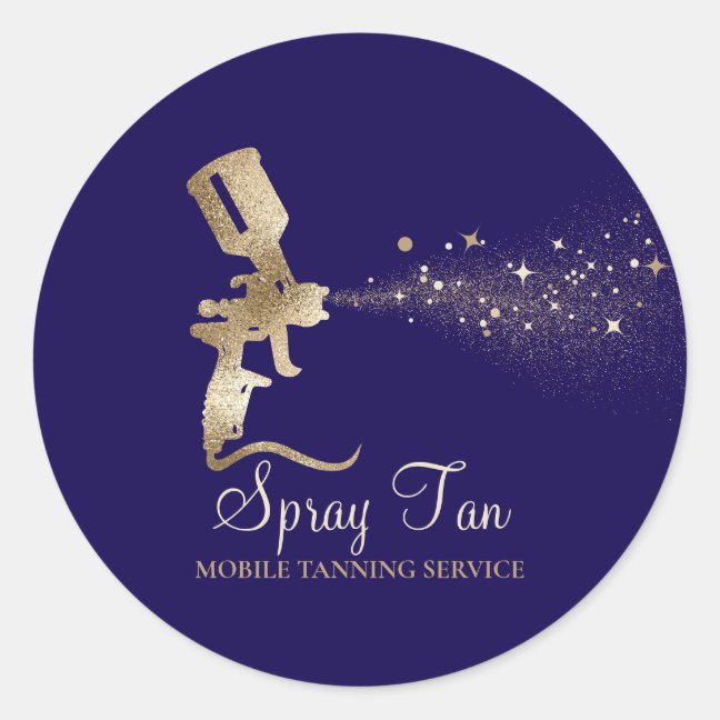Spray Tan Mobile Tanning Air Brush navy Classic Round Sticker