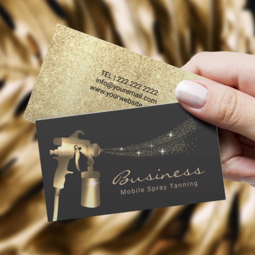 Spray Tan Modern Gold Mobile Tanning Service Business Card