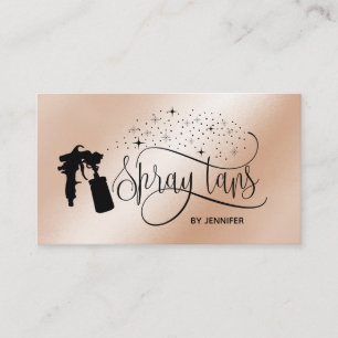 Spray tan script glitter gold business card