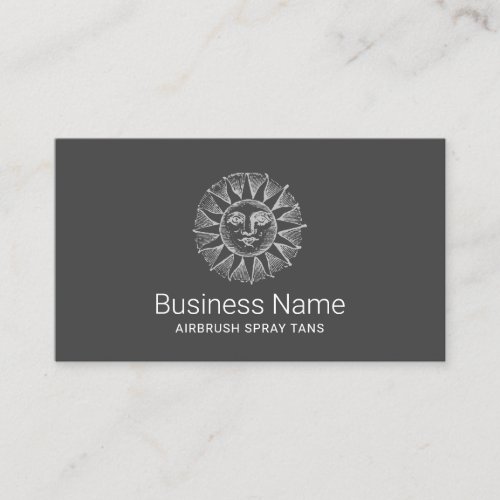 Spray Tan Vintage Sun Spa Logo Elegant Dark Gray Business Card