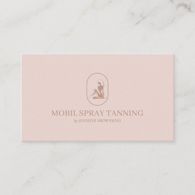 Spray Tanning Boho Body Skincare blush pink Business Card (Front)