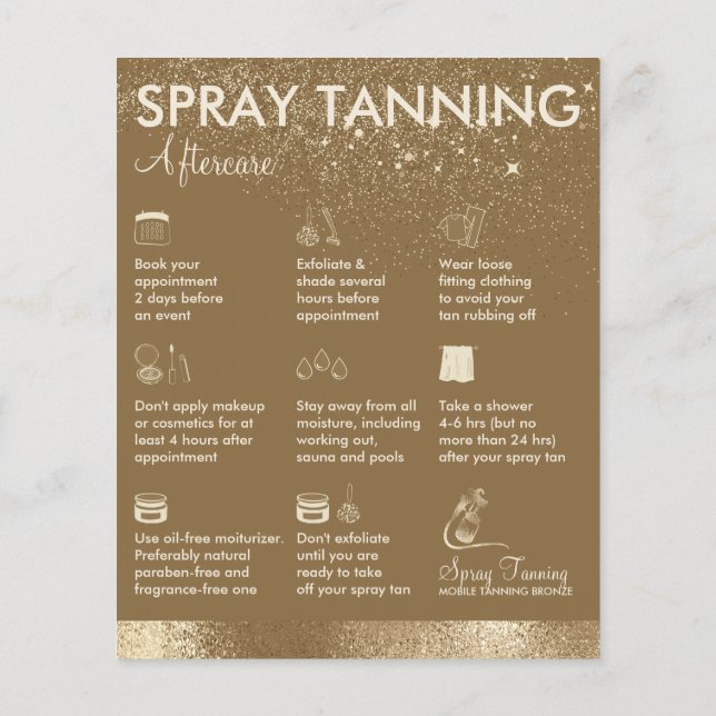 Spray Tanning Brown simple Body Paint Aftercare Flyer (Back)