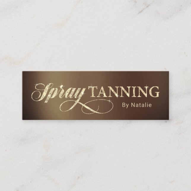 Spray Tanning Elegant Gold & Tan Mini Business Card (Front)