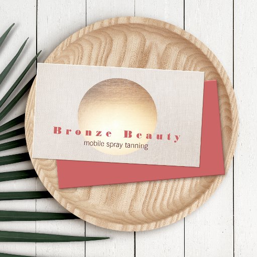 Customizable Spray Tanning Gold and Linen Look Business Card