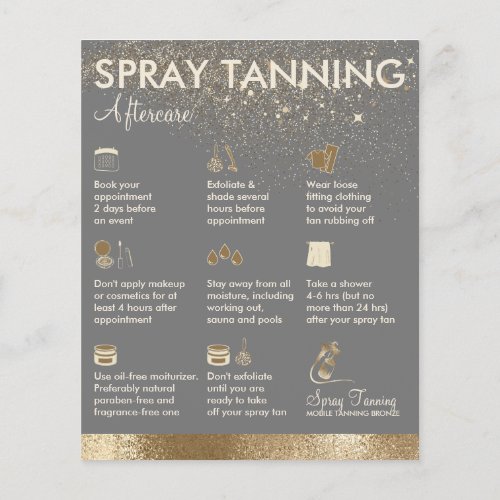 Spray Tanning Gray Body Paint Aftercare Flyer