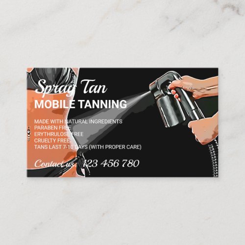 Spray Tanning Mobile Body Tan Paint Summer Bronze Business Card