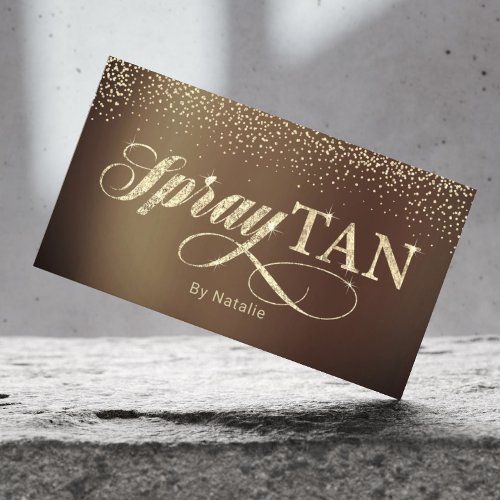 Spray Tanning Modern Gold Typography Business Card