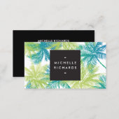 Spray Tanning Salon Blue/Green Palms Business Card (Front/Back)