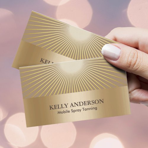 Spray Tanning Salon Golden Sun Rays Modern Business Card