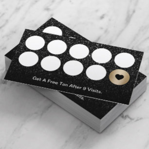 Spray Tanning Salon Modern Black Glitter Loyalty Card