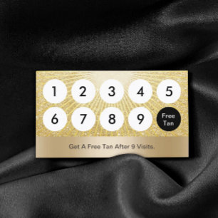 Spray Tanning Salon Modern Gold Glitter Loyalty Card